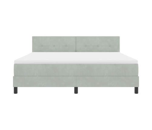 Cama con somier y colchón  Gris Claro Super King Terciopelo