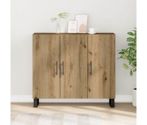 Sideboard  con 3 puertas de roble artesano 90x34x80 cm de madera elaborada