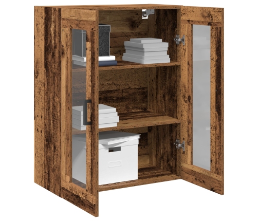 Gabinete Montado en la Pared de  con Puertas de Vidrio - Madera Vieja - 69.5x34x90 cm
