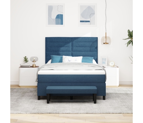 Cama con Sommier  con Colchón & Banco Azul 160x200 cm Tela