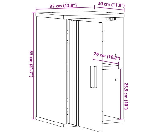 Armario de baño  35x30x55 cm de madera maciza de pino