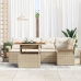 Set de comedor de jardín de 6 piezas con cojines en Beige de Poliratán