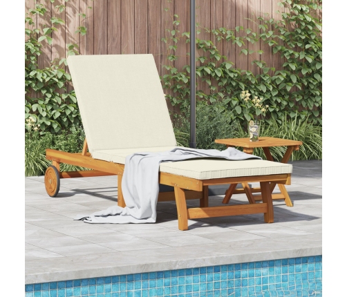 Sillón de sol con ruedas de , mesa y cojín de madera de acacia maciza