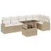 Set de Sofá de Jardín de 7 Piezas con Cojines Beige Ratán Poliéster