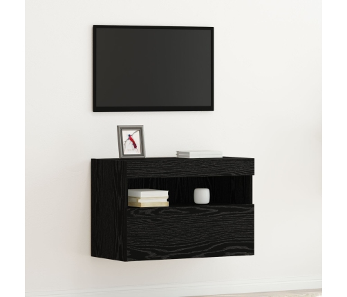 Mueble para TV  con luces LED Negro Roble 60x30x40 cm