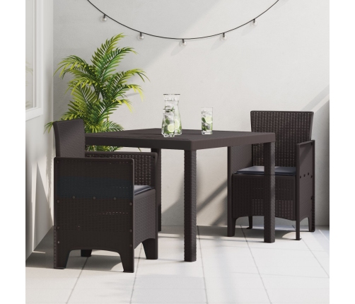Juego de Comedor de Jardín Set de 3 Marrón Poliratán Duradero