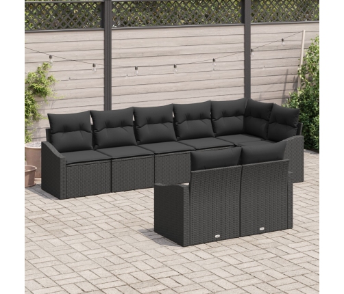 Conjunto de Sofás de Jardín  Conjunto de 8 Negro Ratán