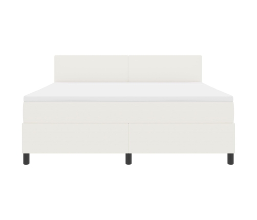 Cama Base Tapizada con Colchón Crema Super King Tela de Terciopelo