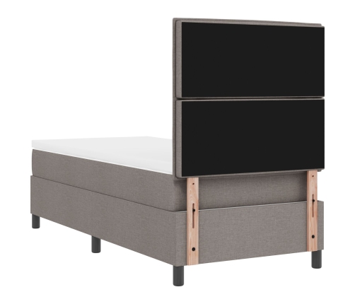 Cama con somier con colchón y LED taupe 100x200 cm tela