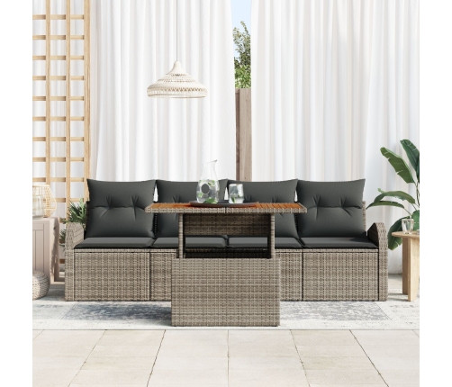 Conjunto de Sofás de Jardín  Juego de 5 Gris Rattan