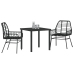 Juego de Comedor de Jardín de 3 Piezas Negro Poliratán