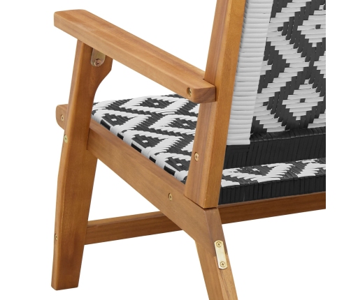 Banco de Jardín  Negro y Blanco 122x76x73.5 cm Madera Maciza de Acacia