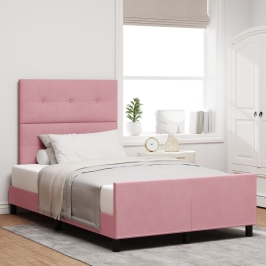 Estructura de Cama de Terciopelo Rosa  120x200 cm