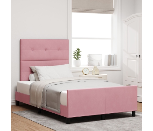 Estructura de Cama de Terciopelo Rosa  120x200 cm