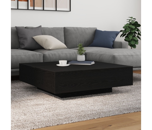Mesa de café  con luces LED Madera de roble negra 100x100x31 cm