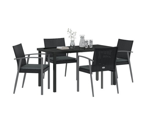 Set de 3 Negro Poliratán, acero 56.5x57x83 cm  Duradero