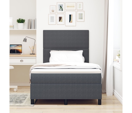 Cama con Base y Colchón Gris Oscuro 120x200 cm Tela de Pana