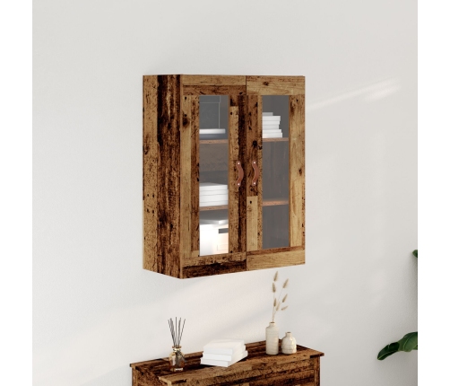 Armario de pared vidaxl con puertas de vidrio madera vieja 69,5x34x90 cm
