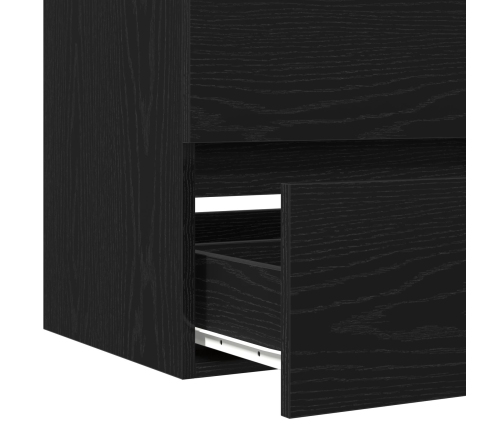 Gabinete de Lavabo  con Jofaina Integrada Roble Negro Madera Engineered, Gabinete de Lavabo  Roble Negro 60x38,5x45 cm Madera Engineered