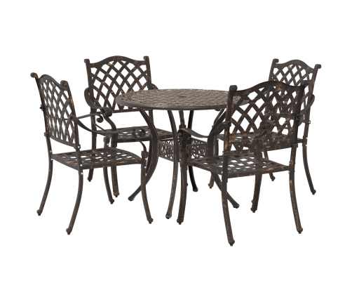 Conjunto de Comedor de Jardín de 5 Piezas de Bronce de Aluminio Fundido