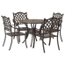 Conjunto de Comedor de Jardín de 5 Piezas de Bronce de Aluminio Fundido