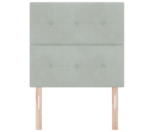 Cabecero de  con botones acolchados en terciopelo gris claro de 80 cm