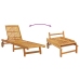 Tumbonas con ruedas  2 pcs con mesa y cojín de madera maciza de acacia