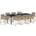 Set de Comedor de Jardín de 9 Piezas con Cojines Ratán Poliéster Beige