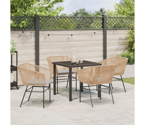 Set de 3 Marrón PE Rattan Mediano Silla de Jardín Cuadrada