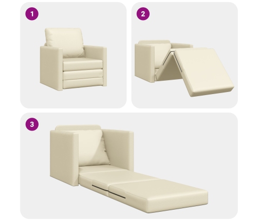 Sofá cama 2 en 1 crema 74x77x81 cm cuero sintético
