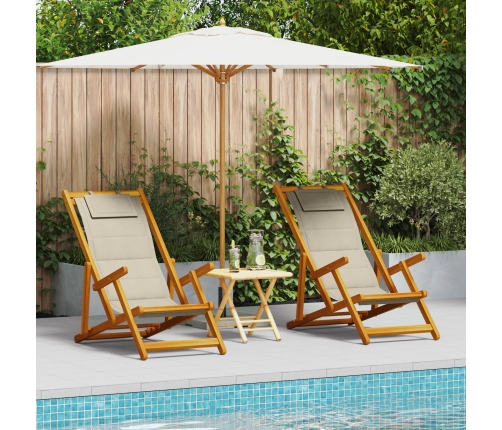 Sillas de playa plegables  2 pcs Taupe de Madera de Acacia y Textilene