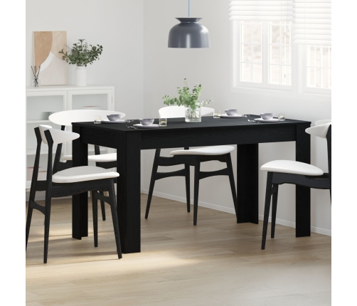 Mesa de Comedor  Negra de Roble 140x74,5x76 cm de Madera de Ingeniería
