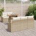 Conjunto de Jardín de 6 Piezas con Cojines Beige de Ratán Poli Acacia