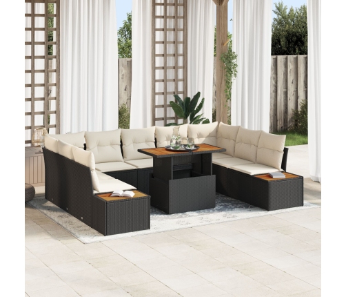 Conjunto de Sofá de Jardín  Set de 6 Marco negro con cojines beige