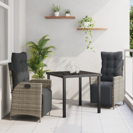 Conjunto de comedor de jardín de 3 piezas  Ratán Polipropileno Gris