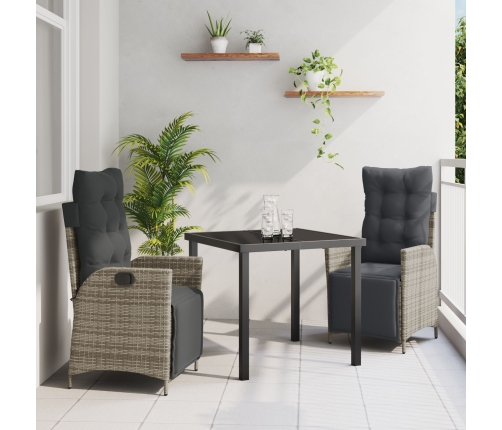 Conjunto de comedor de jardín de 3 piezas  Ratán Polipropileno Gris