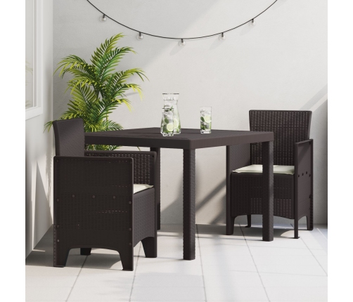 Conjunto de Comedor de Jardín 3 Piezas Color Marrón Resina
