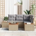Conjunto de Sofá de Jardín de 5 Piezas con Cojines Beige Poliratán Acacia