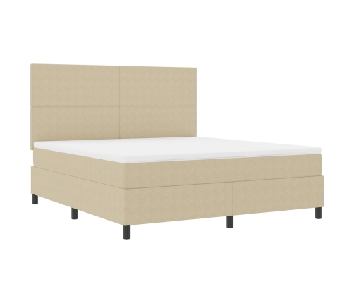 Cama con Box Spring  con Colchón Verde Claro Gris Super King Tela de Corduroy