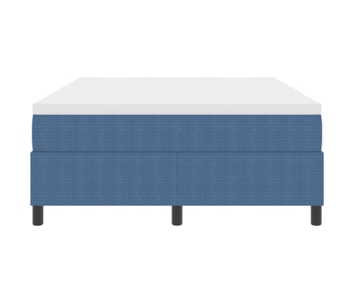 Cama con Box Spring y Colchón Azul 140x200 cm de Tela de Terciopelo