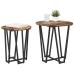 Mesa Auxiliar 2 Pzs de Roble Ahumado con Madera Ingenierizada y Metal