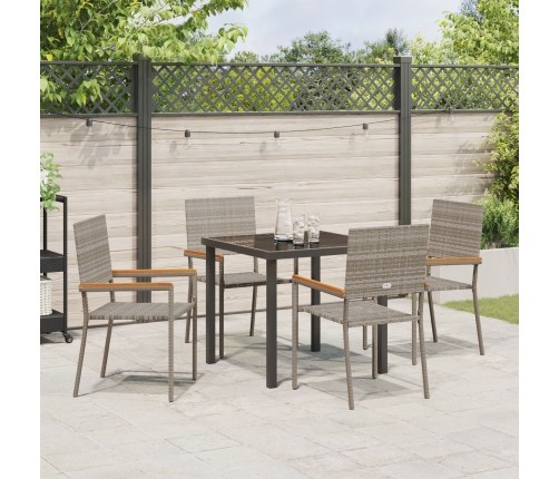 Conjunto de Comedor de Jardín de 5 Piezas Gris Poliratán
