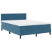 Cama Box Spring  con Colchón Azul Oscuro 160x200 cm de Terciopelo