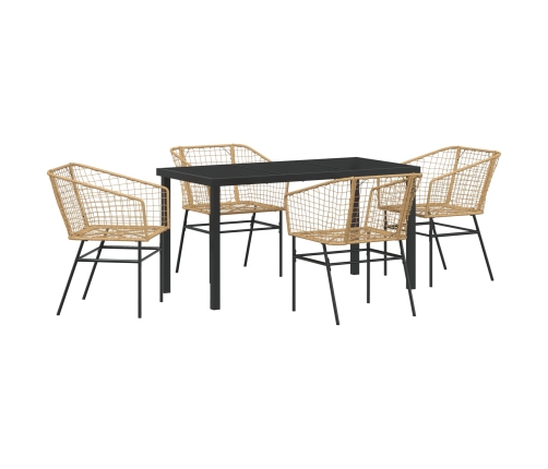 Conjunto de comedor de jardín  de 5 piezas Marrón Ratán Versátil