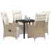 Set de Comedor de Jardín de 5 Piezas  con Cojines Beige Poliratán