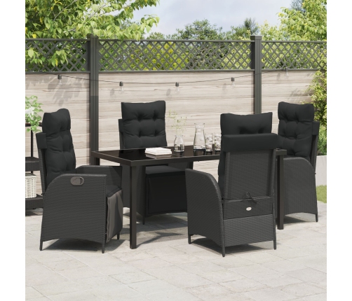 Set de Comedor de Jardín de 5 Piezas Poliratán Negro