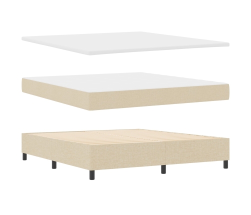 Cama con somier, colchón y luz LED color crema 180x200 cm tela