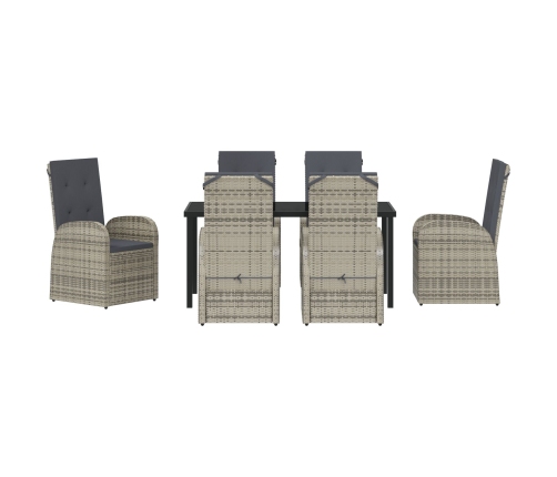 Conjunto de Comedor de Jardín de 7 Piezas con Cojines de Poliratán Gris