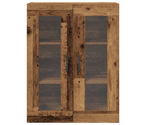 Gabinete Montado en la Pared de  con Puertas de Vidrio - Madera Vieja - 69.5x34x90 cm