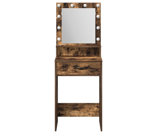 Mesa de tocador  con luces LED en roble ahumado 50x41x135 cm